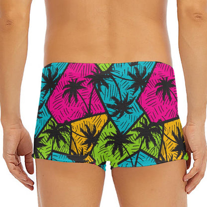 Colorful Palm Tree Pattern Print Men's Short Boxer Briefs