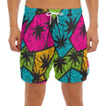 Colorful Palm Tree Pattern Print Men's Split Running Shorts
