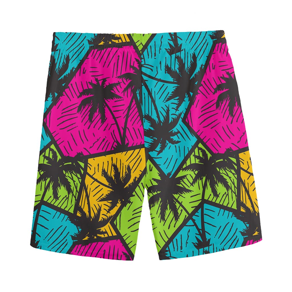 Colorful Palm Tree Pattern Print Men's Sports Shorts