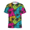 Colorful Palm Tree Pattern Print Men's Athletic T-Shirt