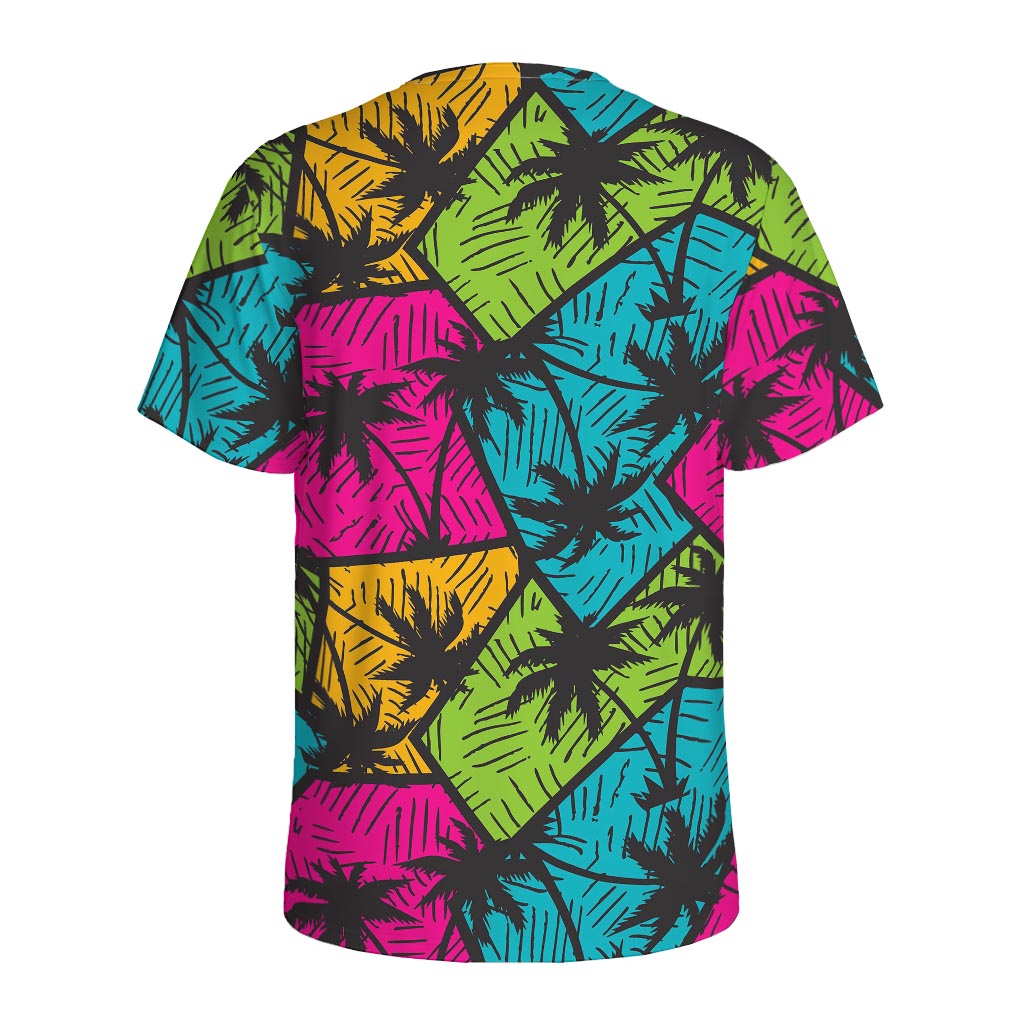 Colorful Palm Tree Pattern Print Men's Sports T-Shirt