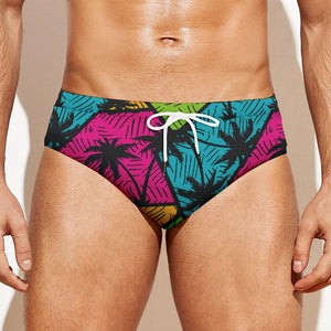 Colorful Palm Tree Pattern Print Men's Swim Briefs