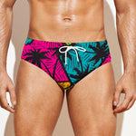 Colorful Palm Tree Pattern Print Men's Swim Briefs