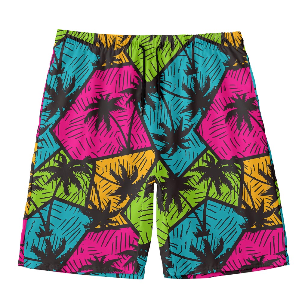 Colorful Palm Tree Pattern Print Men's Swim Trunks