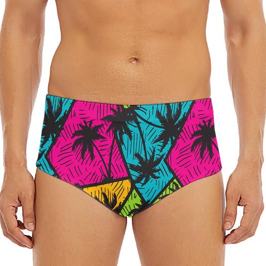 Colorful Palm Tree Pattern Print Men's Triangle Swim Briefs