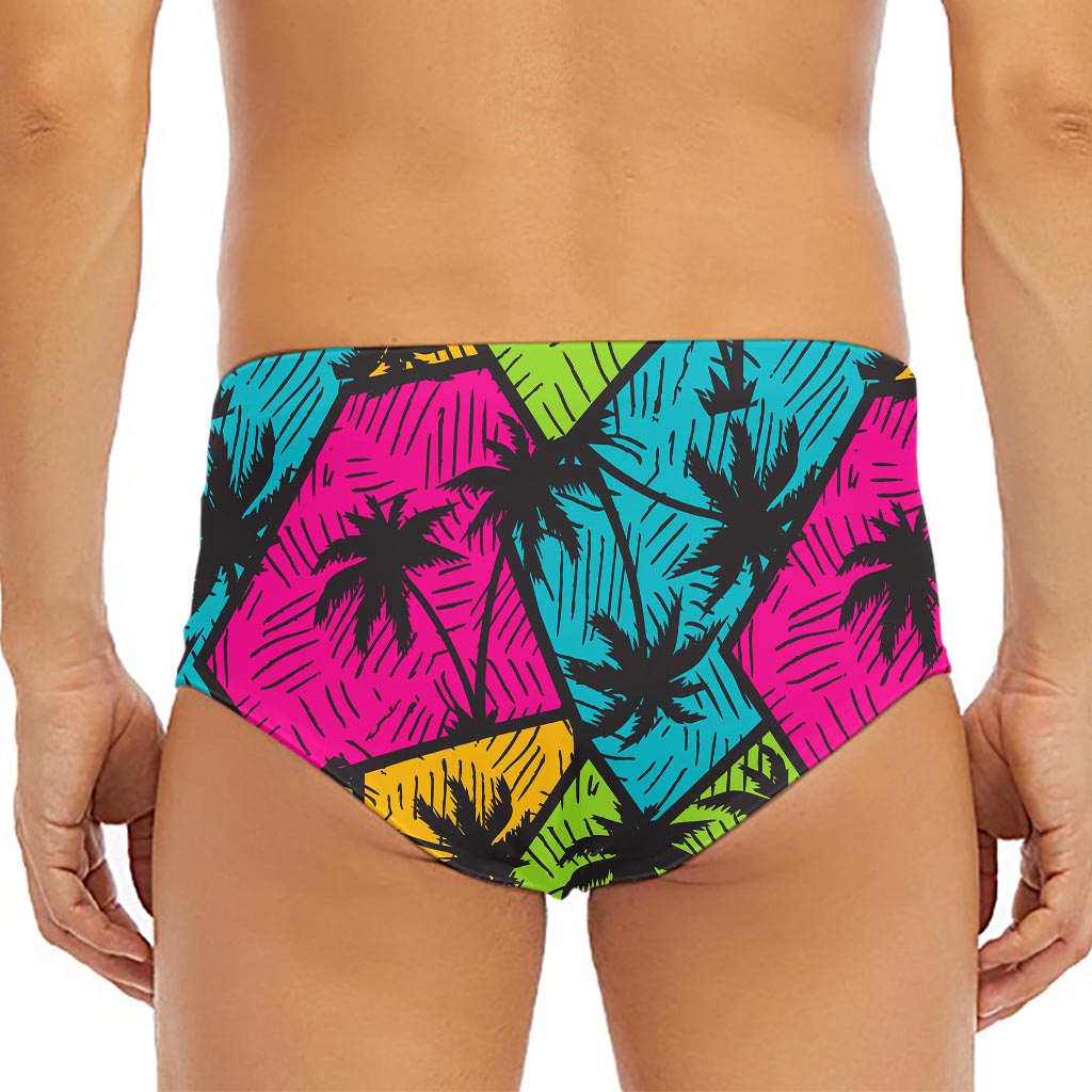 Colorful Palm Tree Pattern Print Men's Triangle Swim Briefs