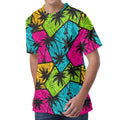 Colorful Palm Tree Pattern Print Men's Velvet T-Shirt