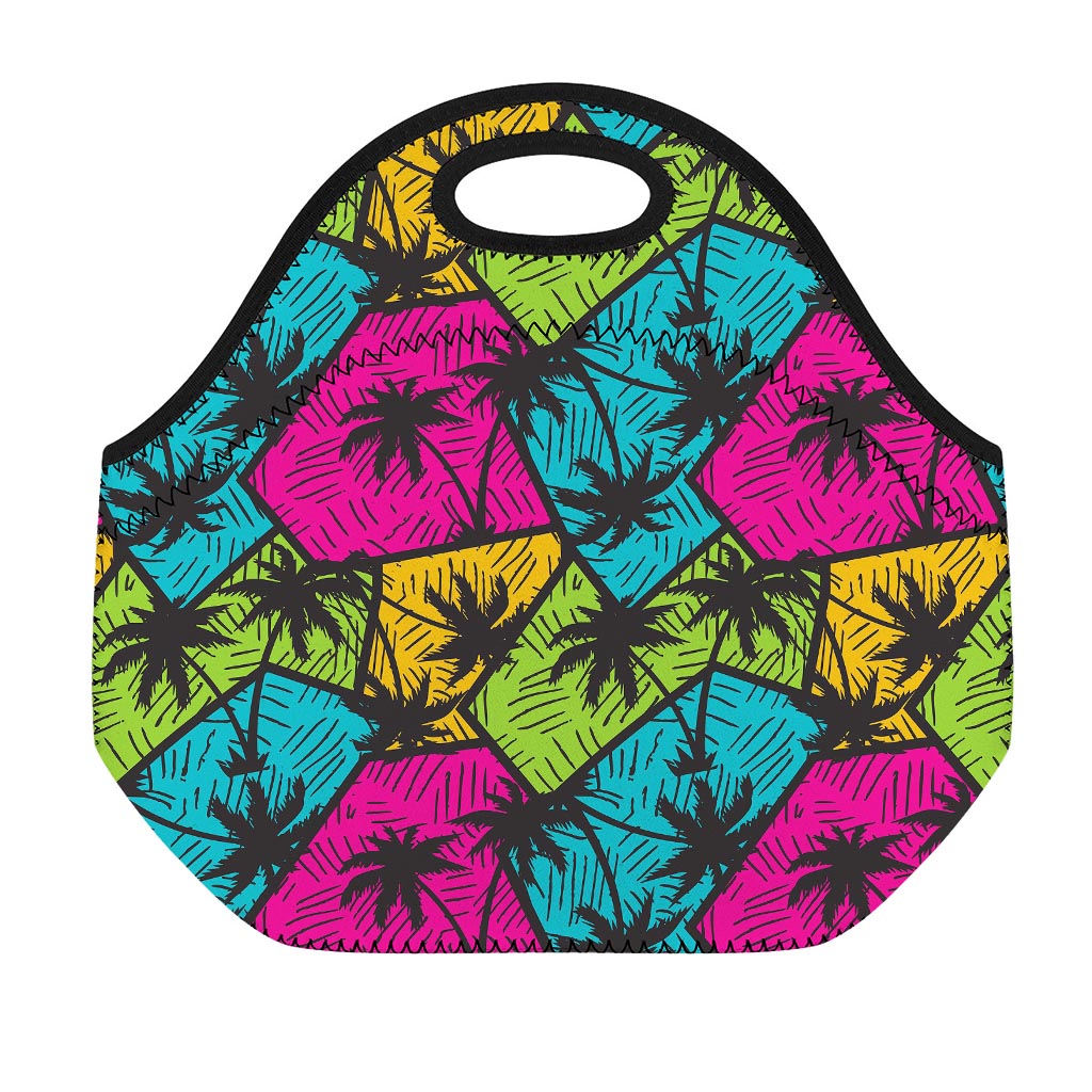 Colorful Palm Tree Pattern Print Neoprene Lunch Bag