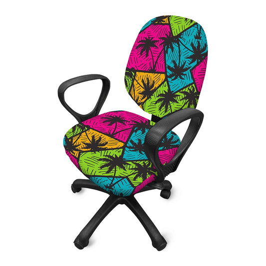 Colorful Palm Tree Pattern Print Office Chair Cover