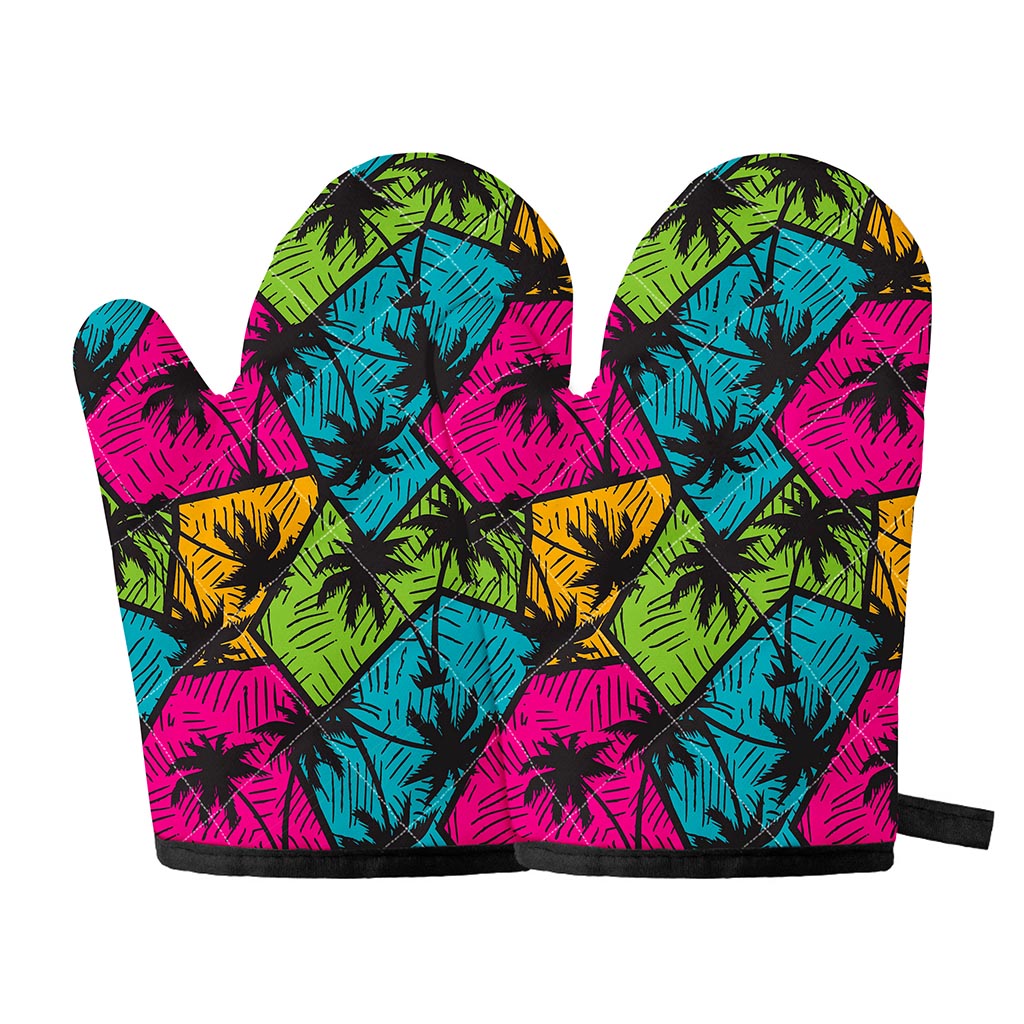 Colorful Palm Tree Pattern Print Oven Mitts