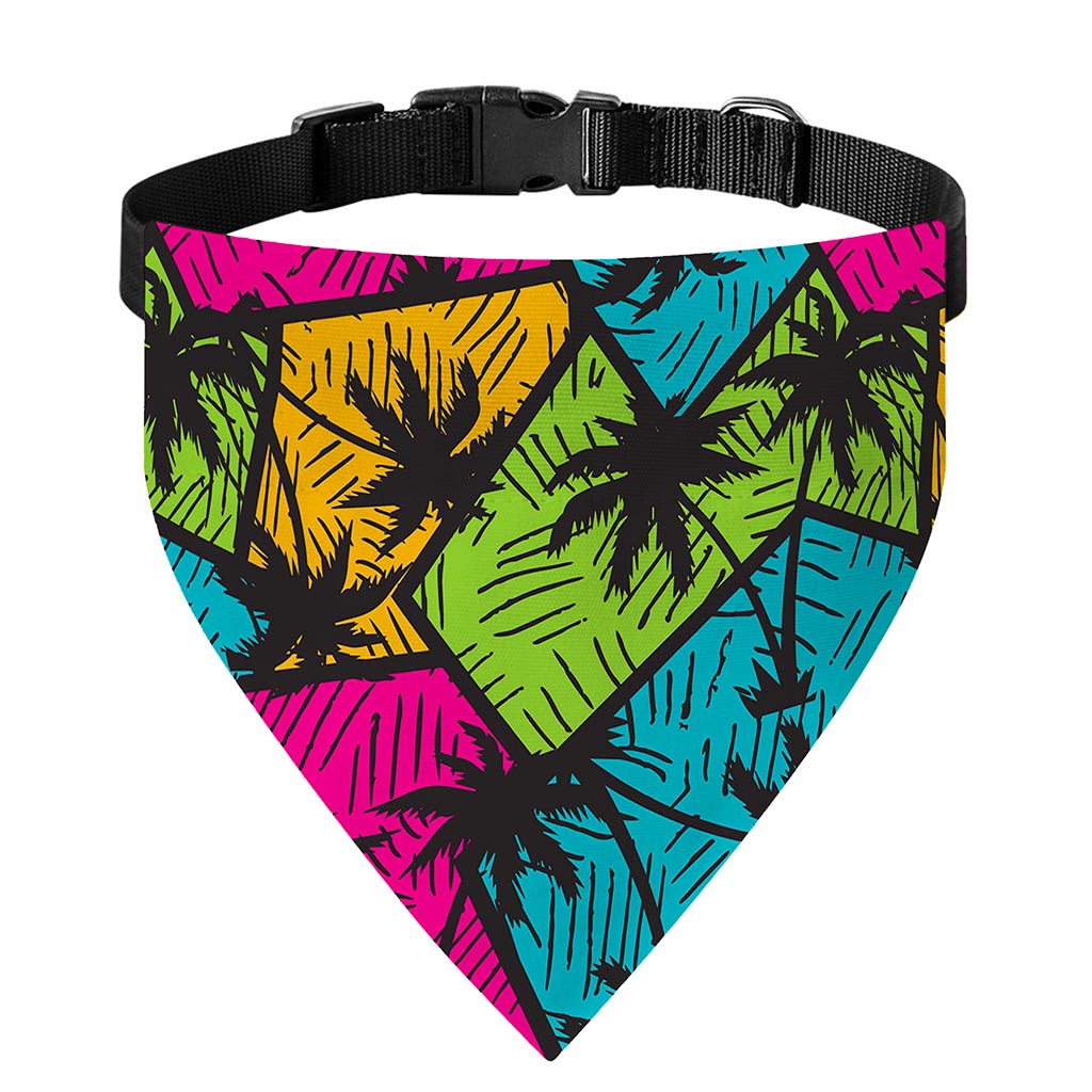 Colorful Palm Tree Pattern Print Over The Collar Dog Bandana