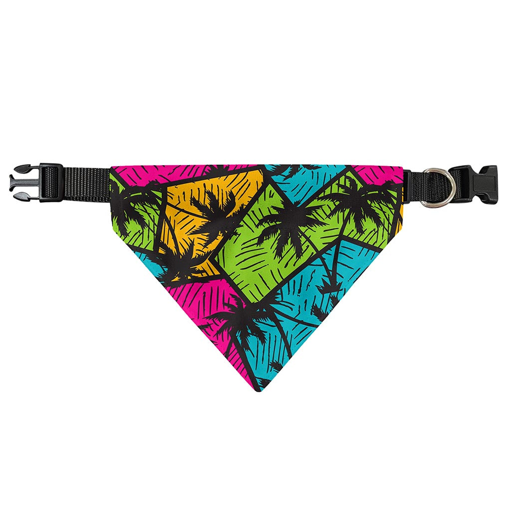 Colorful Palm Tree Pattern Print Over The Collar Dog Bandana