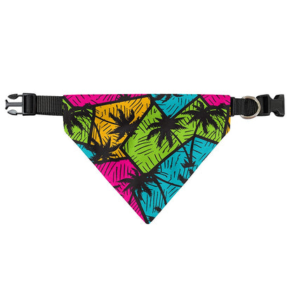 Colorful Palm Tree Pattern Print Over The Collar Dog Bandana
