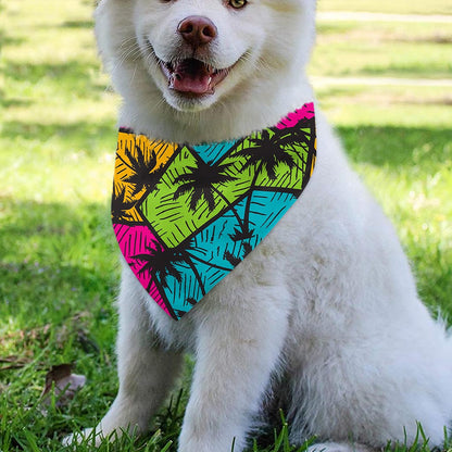 Colorful Palm Tree Pattern Print Over The Collar Dog Bandana