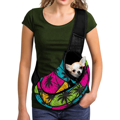Colorful Palm Tree Pattern Print Pet Sling Carrier