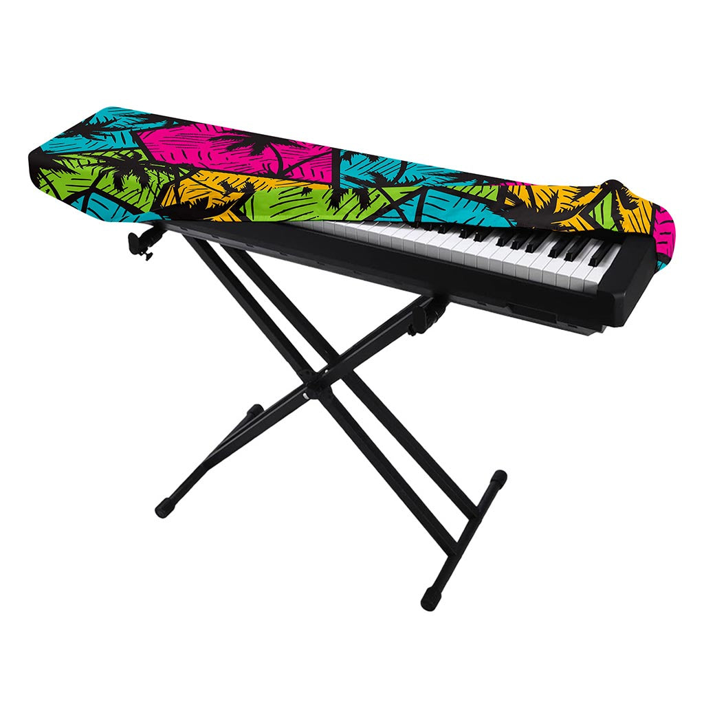 Colorful Palm Tree Pattern Print Piano Keyboard Cover