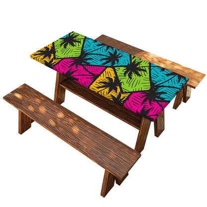 Colorful Palm Tree Pattern Print Picnic Table Cover