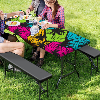 Colorful Palm Tree Pattern Print Picnic Table Cover