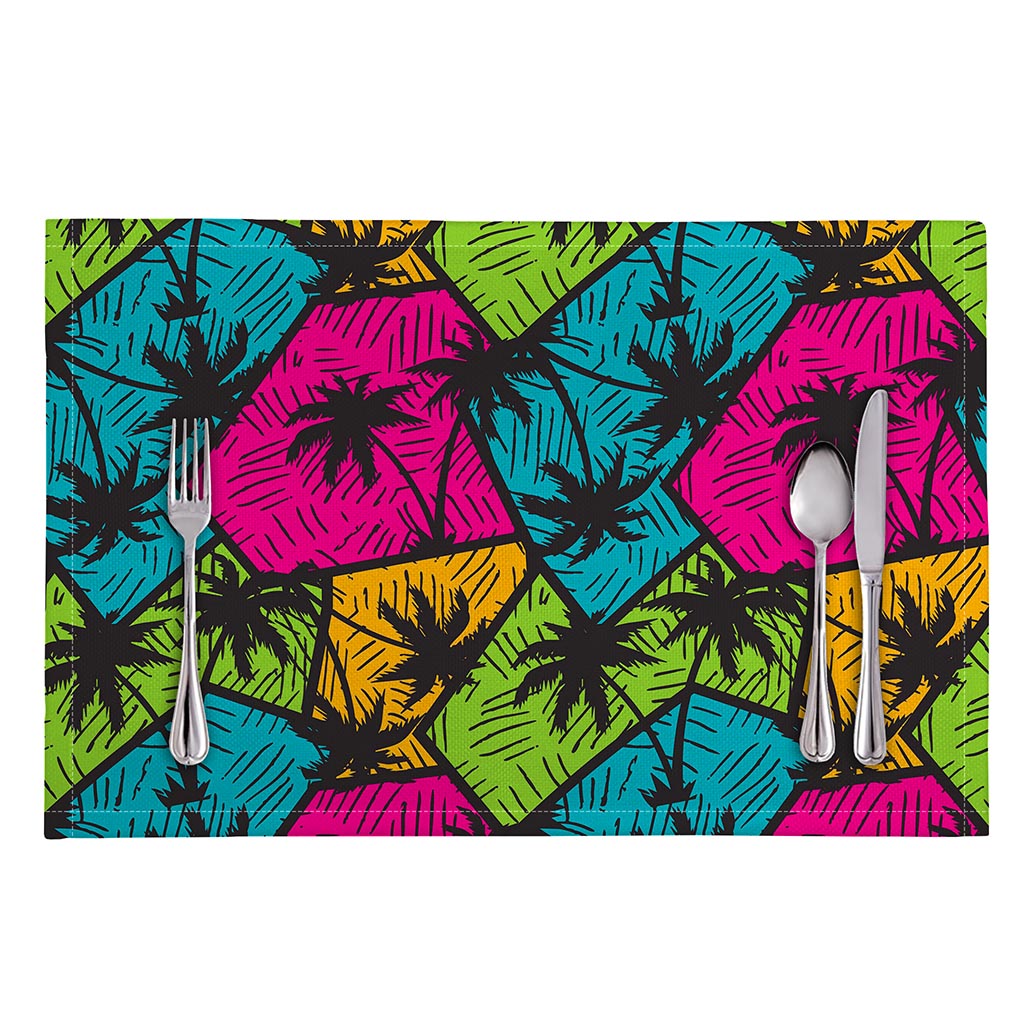 Colorful Palm Tree Pattern Print Placemat