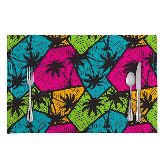 Colorful Palm Tree Pattern Print Placemat