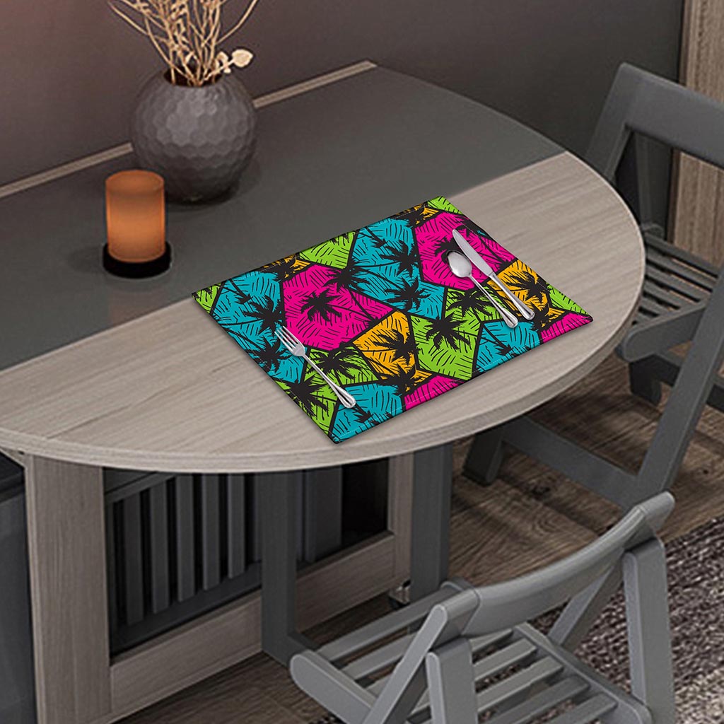 Colorful Palm Tree Pattern Print Placemat