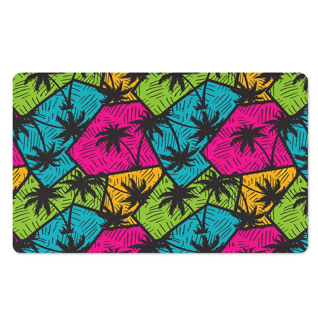 Colorful Palm Tree Pattern Print Polyester Doormat
