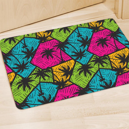 Colorful Palm Tree Pattern Print Polyester Doormat