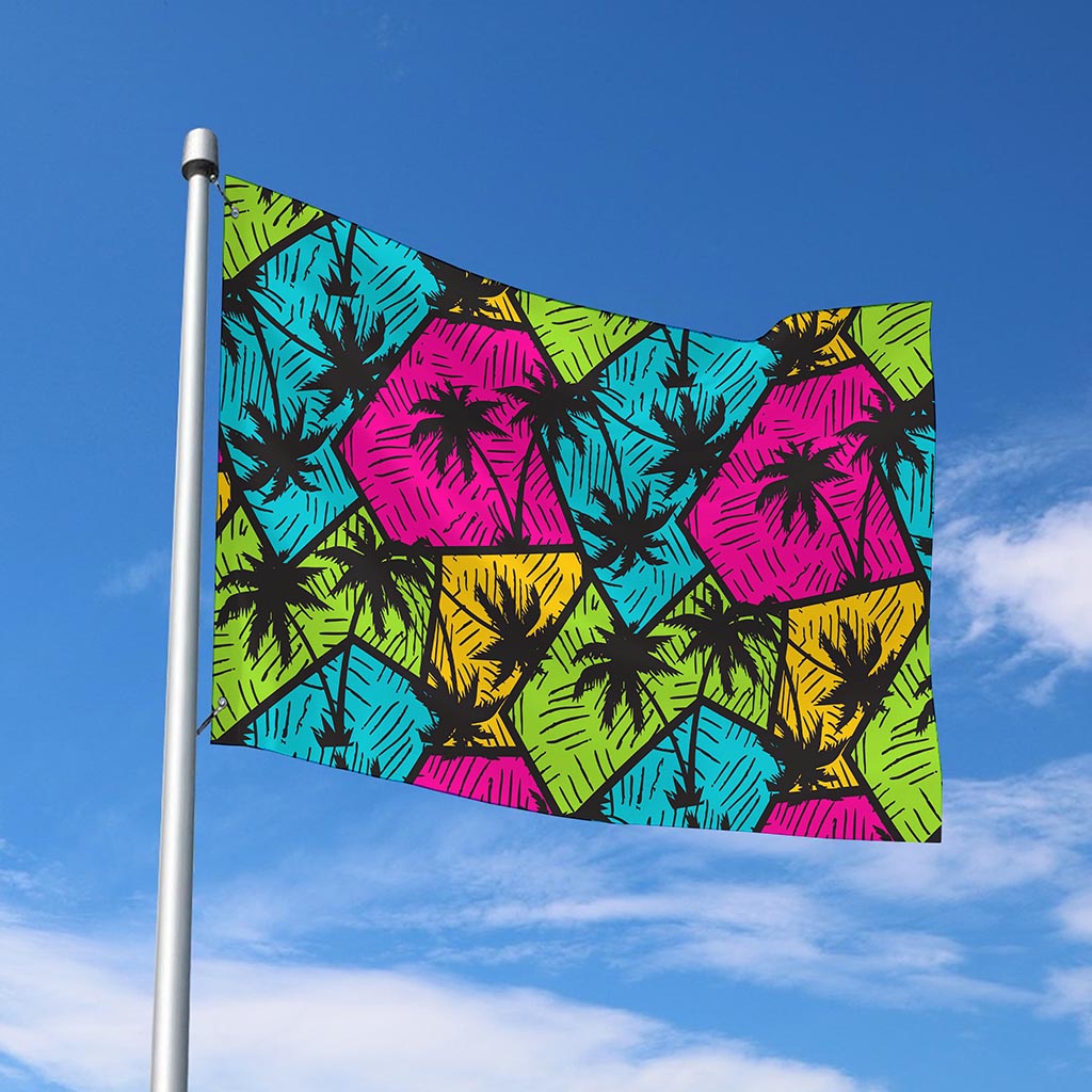 Colorful Palm Tree Pattern Print Polyester Flag