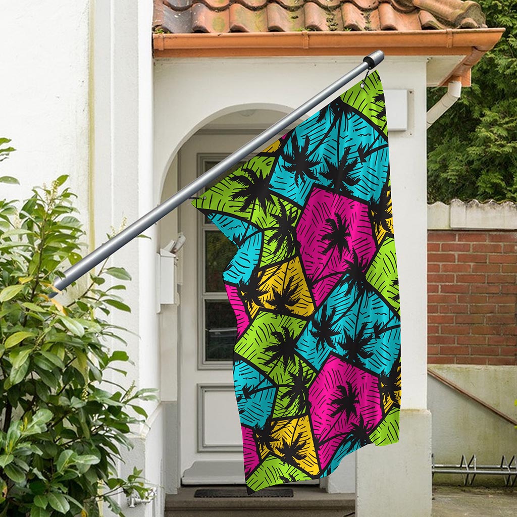 Colorful Palm Tree Pattern Print Polyester Flag