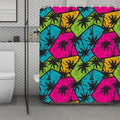 Colorful Palm Tree Pattern Print Polyester Shower Curtain