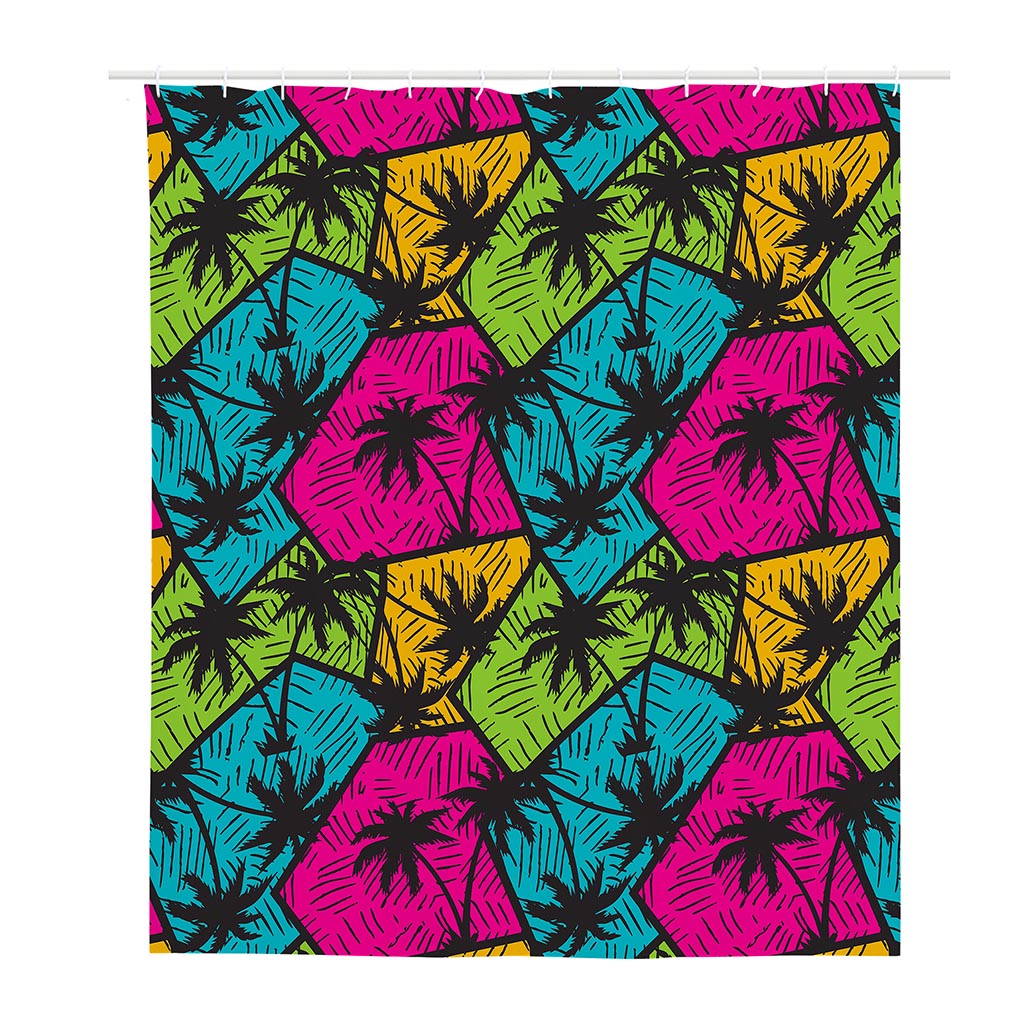 Colorful Palm Tree Pattern Print Polyester Shower Curtain