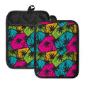 Colorful Palm Tree Pattern Print Pot Holders With Pocket