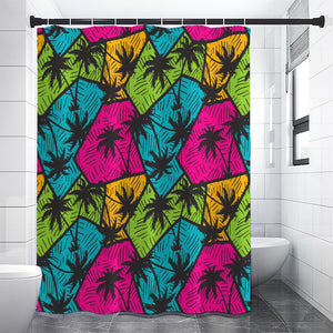Colorful Palm Tree Pattern Print Premium Shower Curtain
