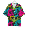 Colorful Palm Tree Pattern Print Rayon Hawaiian Shirt