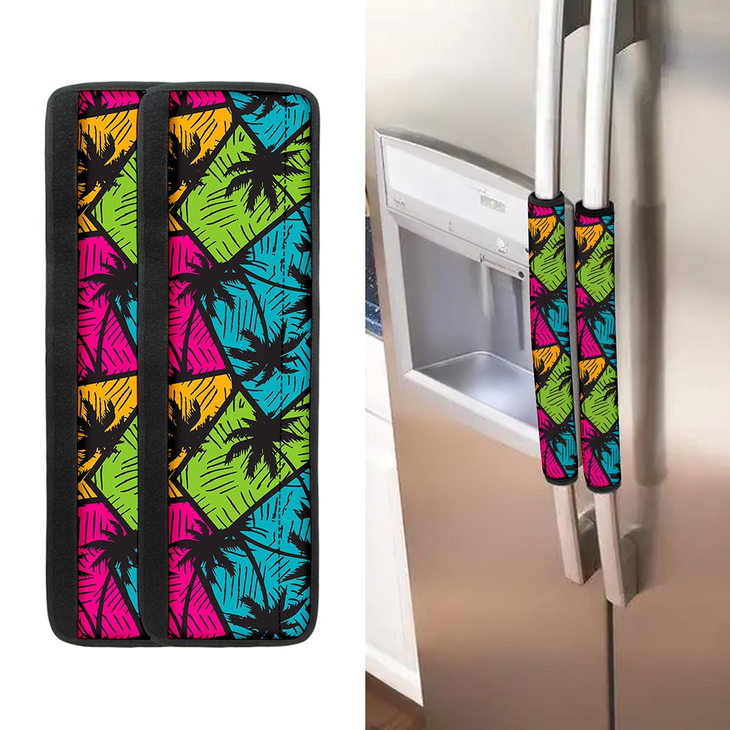 Colorful Palm Tree Pattern Print Refrigerator Handle Covers