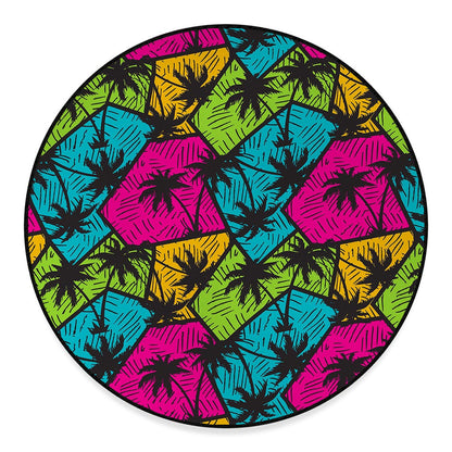 Colorful Palm Tree Pattern Print Round Floor Mat