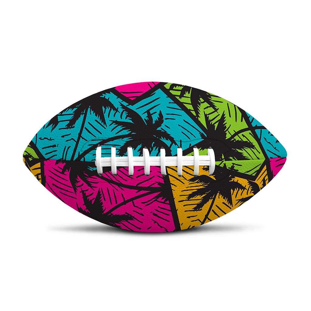 Colorful Palm Tree Pattern Print Rugby Ball