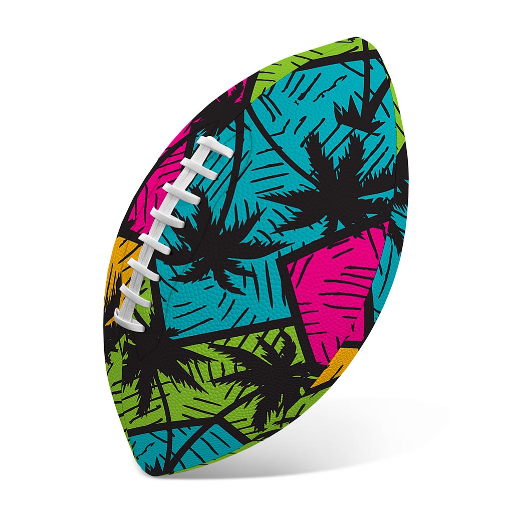 Colorful Palm Tree Pattern Print Rugby Ball