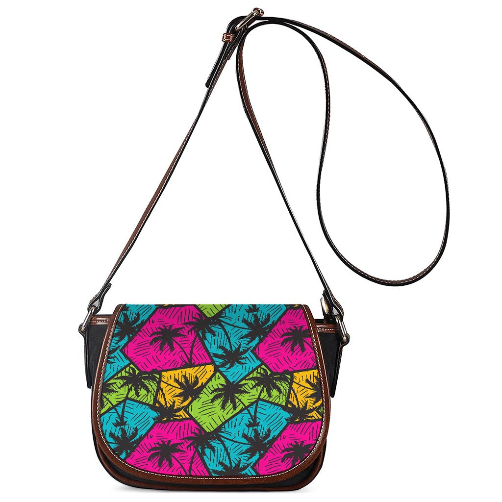 Colorful Palm Tree Pattern Print Saddle Bag