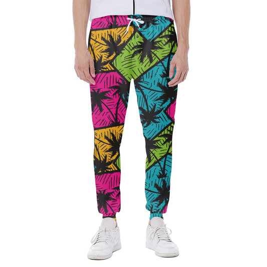 Colorful Palm Tree Pattern Print Scuba Joggers
