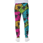 Colorful Palm Tree Pattern Print Scuba Joggers