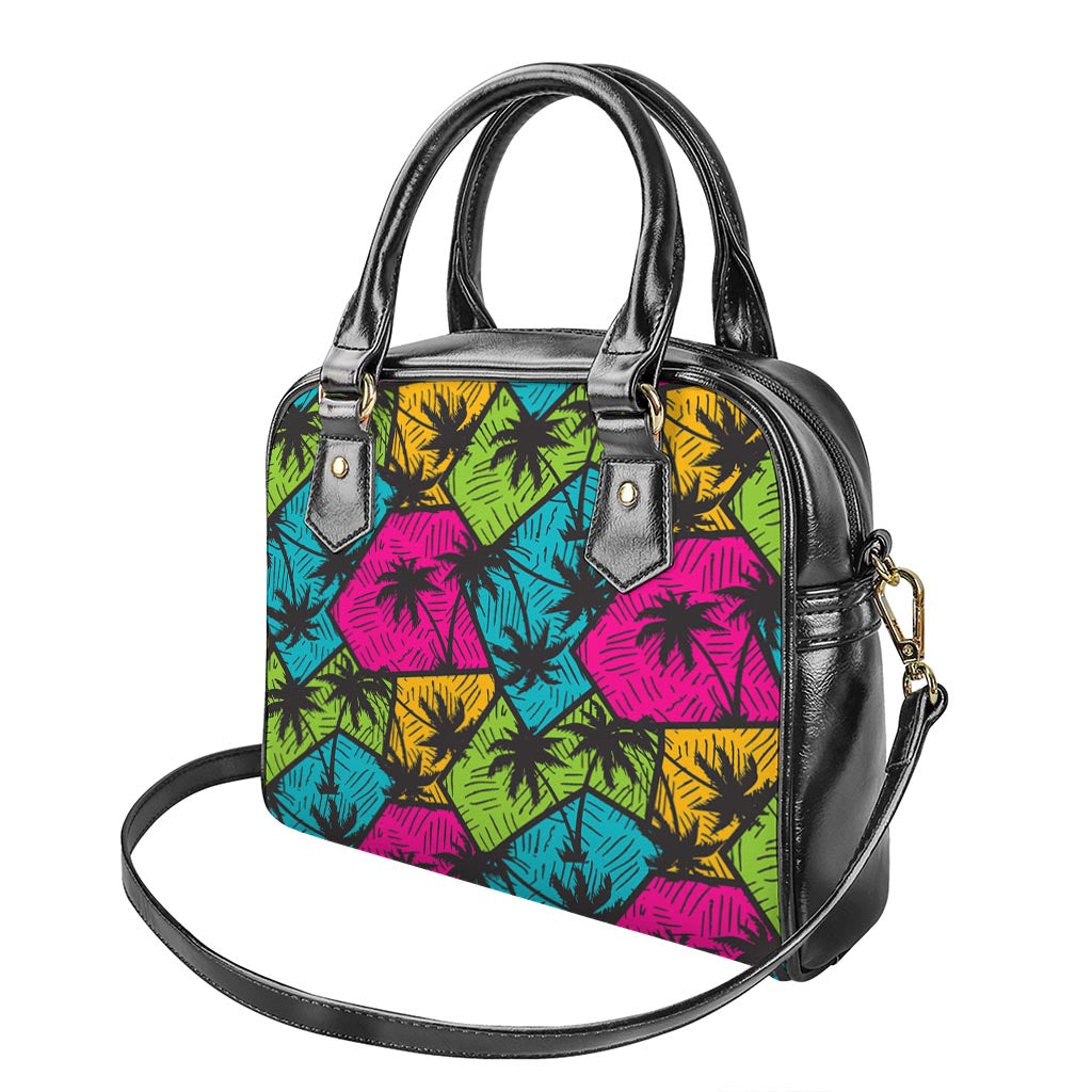 Colorful Palm Tree Pattern Print Shoulder Handbag