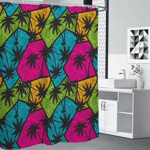 Colorful Palm Tree Pattern Print Shower Curtain