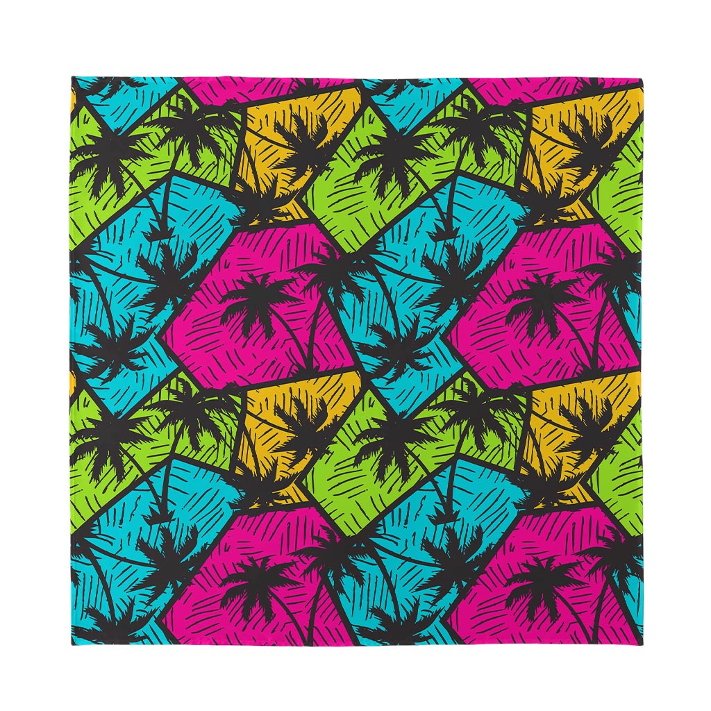 Colorful Palm Tree Pattern Print Silk Bandana