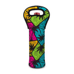 Colorful Palm Tree Pattern Print Single Neoprene Wine Tote