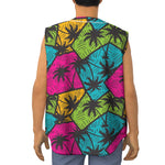 Colorful Palm Tree Pattern Print Sleeveless Baseball Jersey