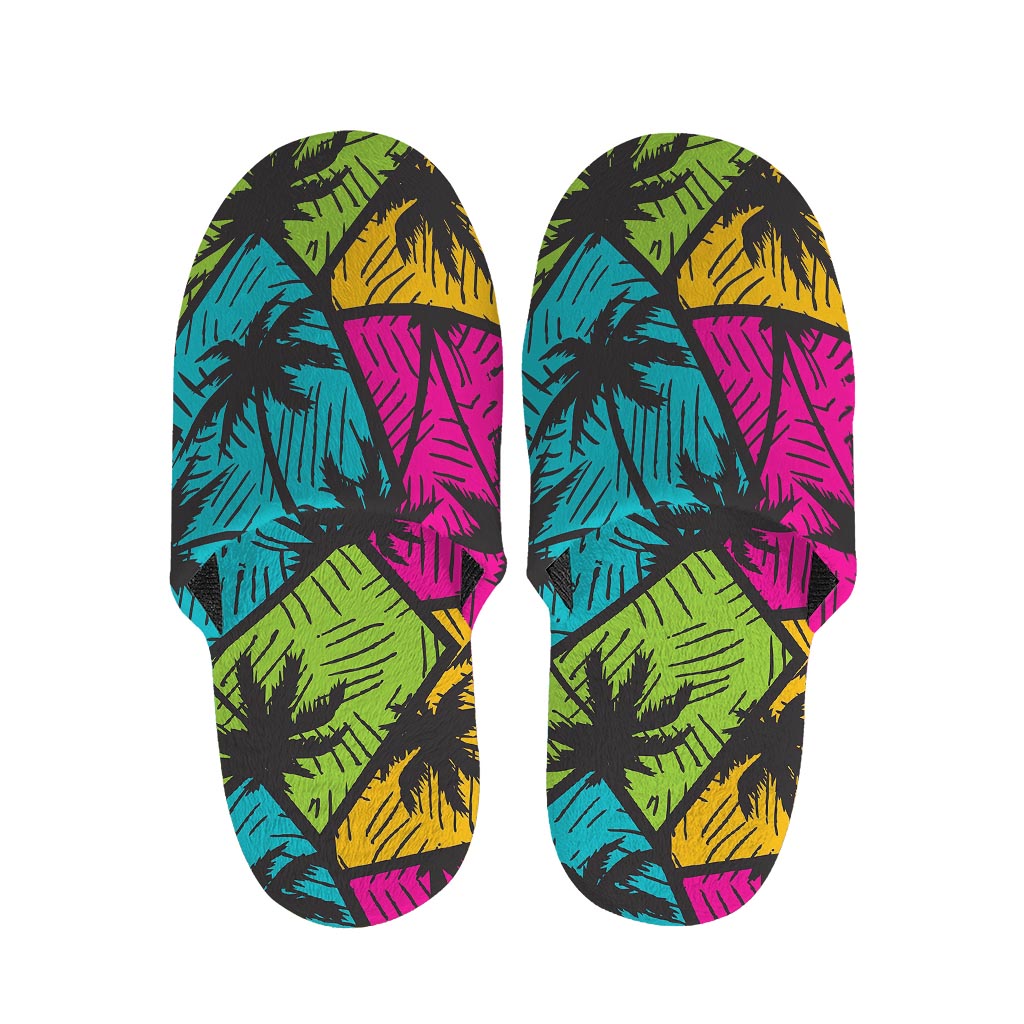 Colorful Palm Tree Pattern Print Slippers