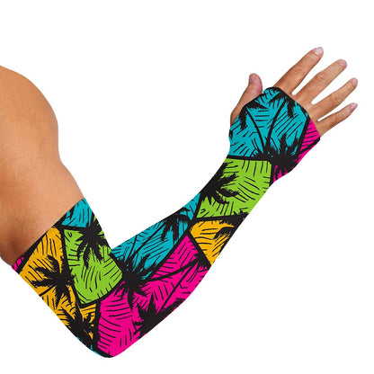 Colorful Palm Tree Pattern Print Sun Protection Arm Sleeves
