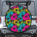 Colorful Palm Tree Pattern Print Tire Cover With Camera Hole