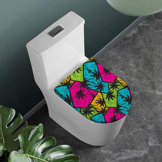 Colorful Palm Tree Pattern Print Toilet Lid Cover